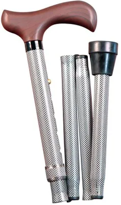 Productafbeelding van Wandelstok van aluminium, uittrekbaar, inklapbaar, zwart en wit.