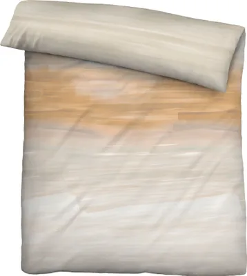 A folded duvet cover and pillowcase set with a textured, abstract pattern.