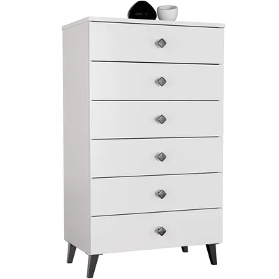 Zdjęcie produktu dla Komoda AKORD MOBI Biała 60 cm 6 szuflad kolor Biały mat 60x37x104 cm