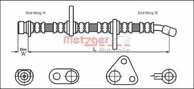 Produktbild von METZGER 4113501 Bremsschlauch Vorne Links für HONDA CRX III (EH, EG) CIVIC VI Fastback (MA, MB) CIVIC V Hatchback (EG) CRX II (ED, EE)