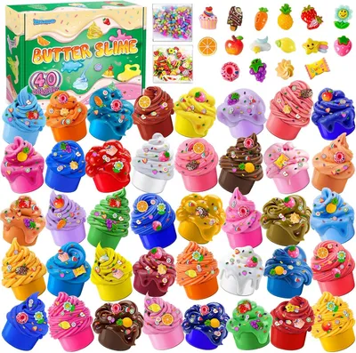Immagine prodotto di Set di colla modellabile per bambini - Confezione da 40 pezzi - Giocattolo per creare slime, adatto a bambini e bambine