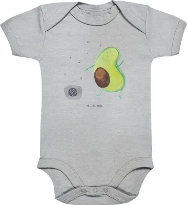 Produktbild von Mr. & Mrs. Panda Babybody Avocado Tanzen 3. - 6. Monat - Heather Grey - Geschenk, Strampler, Party, Musik, Fröhlich, Babystrampler, Baby, Singen, body kurzarm
