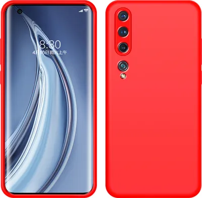 Image de Xiaomi Mi 10 Housse, LaimTop Slim liquide en silicone Soft Gel caoutchouc antichoc anti rayures Housse pour Xiaomi Mi 10 Rouge