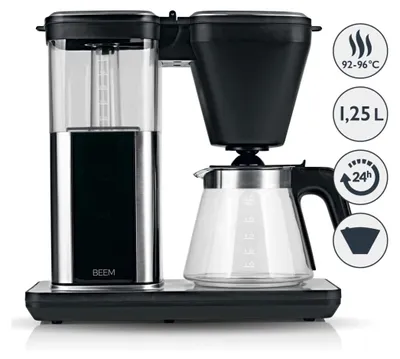 Immagine prodotto di Caffettiera a filtro BEEM Direct-Brew | Per un massimo di 10 tazze | Incl. timer 24 ore e funzione flavour plus | Display digitale a sfioramento