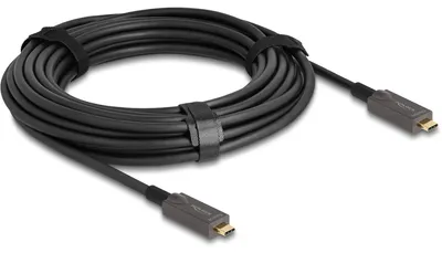 Produktbild von DeLOCK Aktives Optisches USB-C Video + Daten + PD Kabel 10 m, 10 m, USB Typ-C, USB Typ-C, Schwarz