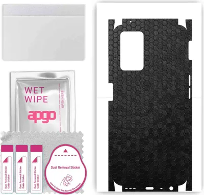Produktbild von apgo Rückseite + Seiten Schutzfolie, Skin, kompatibel mit Realme 9i, Hinten Displayschutzfolie aus Vinylfolie, kratzfest, einfache Montage - Schwarze Honigwabe