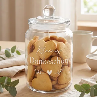 Obrázok produktu pre Sklenená dóza s vekom, objem 1 liter. Ideálna na sušienky, darčeková krabička