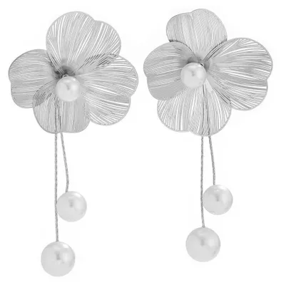 Produktbild von QKEPCY Blumen Ohrringe Perlen Quaste Schmuck Damen Ohrstecker Elegant Hochzeit A