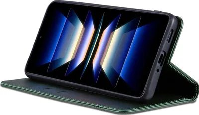 Produktbild von Leder Hülle für Samsung Galaxy A36 5G, Klapphüllen Brieftasche Magnetverschluss Ständer Schutzhülle Grün