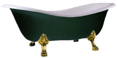 Obrázek produktu pro Casa Padrino secesní vana bílá / mechově zelená / zlatá 188 x 83 x v. 69 cm - Volně stojící retro vana se lvími nožkami - Retro koupelnový nábytek
