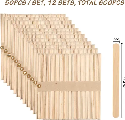Immagine prodotto di Bastoncini di legno, 600 pezzi di bastoncini per lecca-lecca in legno, bastoncini lisci, ideali per i lavori di bricolage