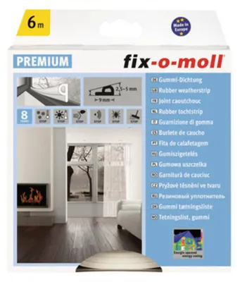 Productafbeelding van fix-o-moll P-profielafdichting. Breedte 5,5 mm, hoogte 9 mm, lengte 6 meter