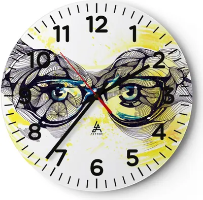 Produktbild von Wanduhr - Rund - Glasuhr - Person Auge Schatten Dekoration - 30x30cm - Schleichendes Uhrwerk - Lautlos - zum Aufhängen bereit - Dekoration Modern - Wanddekoration aus Glas - C4AR30x30-3028