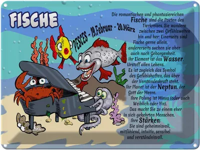 Produktbild von vianmo Blechschild 30x40 cm Sternzeichen Fische 19 Februar 20 März Astrologie