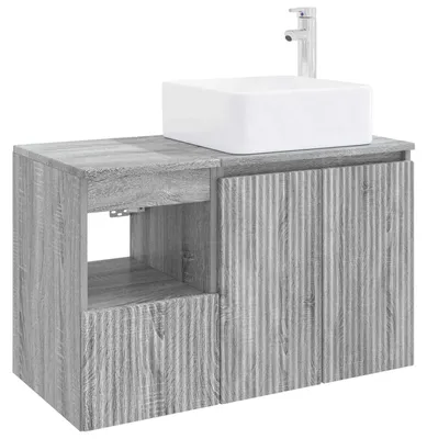 Imagen del producto de vidaXL Juego de muebles de baño, 2 piezas, color gris Sonoma, fabricado en material de imitación madera