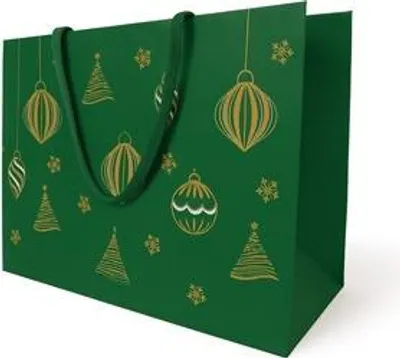 Obrázek produktu pro KRAFT taška 200 x 100 x 170 mm, zelená, s vánočním motivem, na dárky