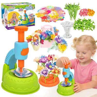 Produktbild von DIY Blumenbastelset für Kinder von 3 bis 12 Jahren mit Blumenpresse Grün