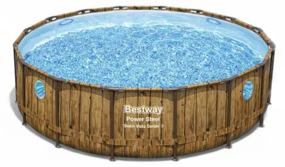 Immagine prodotto di Piscina tonda con telaio portante effetto legno diametro 488xH122 cm lt. 19.480 Power Steel Swim