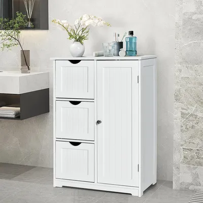 Immagine prodotto di Mobile da bagno, mobile autoportante, mobile da bagno, mobile con cassetto, salvaspazio, 60 x 30 x 81 cm, 3 colori (bianco)