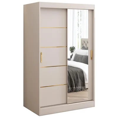 Zdjęcie produktu dla Szafa przesuwna 120x200 Hermes, Kaszmir, Lustro, Szuflady