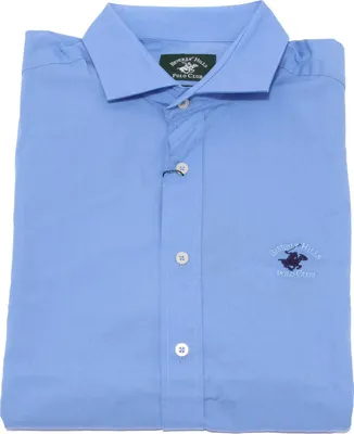 Image de 7621K camicia uomo BEVERLY HILLS POLO CLUB chemise bleu clair coton homme