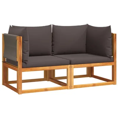 Produktbild von vidaXL Gartensofas-Ecke mit Kissen 2 Stk. Holz Akazie & Seil