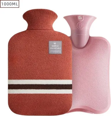Productafbeelding van Actania Warmtekruik - Warmwaterzak Met Hoes - Warmwaterkruik - Warmtekussen - Knuffel Kruik - Bag - Oranje 2000ml