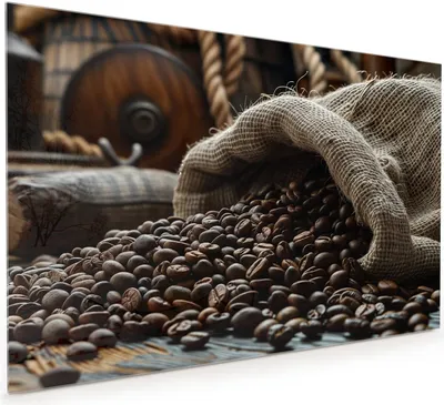 Produktbild von Küchenrückwand Spritzschutz Glas mit Motiv Kaffeebohnen Sack 40 x 40 cm