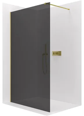 Obrázek produktu pro CERANO - Sprchová zástěna Walk-in Onyx Cube L/P - 8 mm - hranatá vzpěra - zlatá, grafitové sklo - 50x200 cm