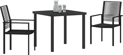 Image de vidaXL Ensemble de salle à manger de jardin 3 pièces Acier thermolaqué noir