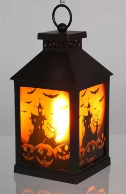 Produktbild von Halloween LED Laterne 10x20 cm warmweiß | gruselige Dekolaterne mit LED Licht | verschiedene Motive | batteriebetrieben für Innen | 8er Set Halloween Deko