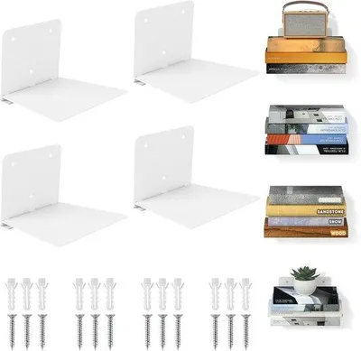 Produktbild von Famanu Set von 4 unsichtbaren Wandregalen – Robuste Metallregale für Schlafzimmer und Home Office