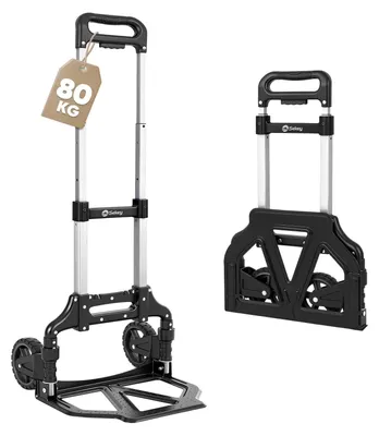 Obrázek produktu pro Sklopný ruční vozík - 80 kg - hliník - 80 x 30 cm - s teleskopickou rukojetí