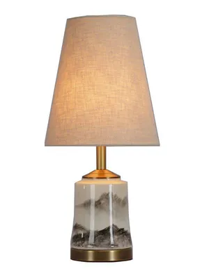 Produktbild von Fine Asianliving Chinesische Tischlampe Porzellan mit Lampenschirm E27 Orientalische Tischleuchte Keramik Nachttischlampen Schlafzimmer Wohnzimmer