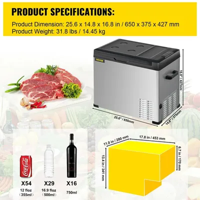 Image de Mini-réfrigérateur - Glacière portable - Réfrigérateur transportable - Glacière de camping - 12/24V et 110-240V