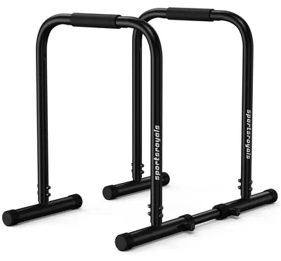 Productafbeelding van Dipstation Verstelbaar - Heavy Duty Parallette - 180 kg Max Belastbaar - Gelegeerd Staal - Zwart - Voor Calisthenics En Thuisfitness