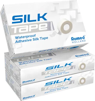 Produktbild von Romed Silk Rollenpflaster, 1,25 cm x 5 m, 24 Rollen, wasserfest, selbstklebend