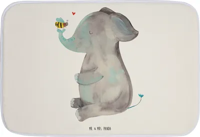 Produktbild von Mr. & Mrs. Panda Badematte Elefant Biene - Weiß - Geschenk, Badvorleger, Hochzeitsgeschenk, Liebesspruch, Badezimmerteppich, duschmatte, Teppich Bad, Duschvorleger, Liebe