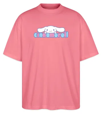 Produktbild von Spreadshirt Cinnamoroll Guckt Über Schriftzug Oversize Uni T-Shirt, XXL, Pink
