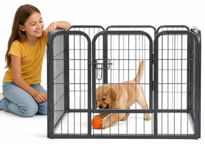 Produktbild von Mucola Welpenauslauf Welpenfreigehege Laufgitter Welpenzaun Welpengitter Hundeauslauf Absperrgitter Tierauslauf - 91x63x61 CM