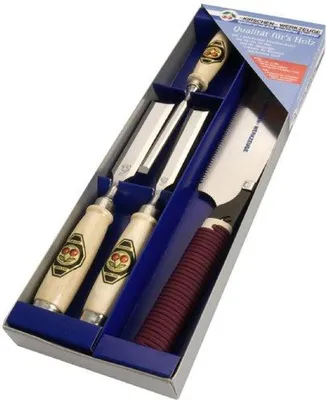 Obrázok produktu pre Kirschen Werkzeuge Stechbeitelsatz 1195 SB mit Japan-Saege 4 tlg. im Karton