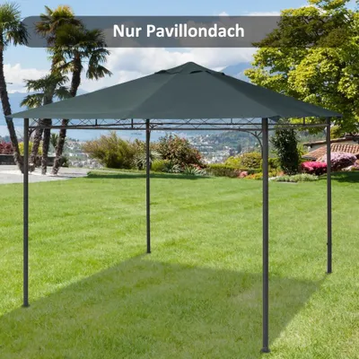 Image de Toile de remplacement pour pergola - Dimensions 3x3 mètres - Tissu pour pare-soleil, idéal pour jardin et terrasse - Toile de remplacement résistante aux intempéries - Vert foncé