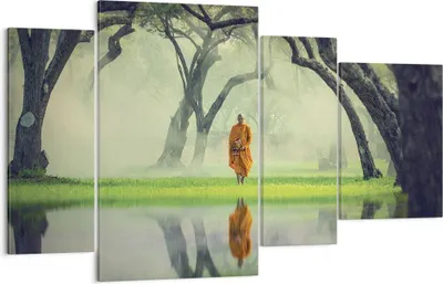 Produktbild von Bild auf Leinwand - Leinwandbild - 4 Teile - Mönch Wald Nebel - 120x70cm - Wand Bild - Wanddeko - Wandbilder - Leinwanddruck - Bilder - Wanddekoration - Leinwand bilder - Wandbild - DL120x70-4286