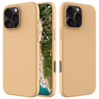 Productafbeelding van MobyDefend Hoesje - Geschikt voor iPhone 16 Pro - Matte Siliconen Backcover - Licht Oker