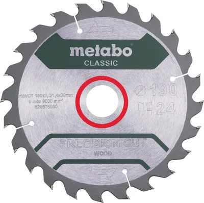 Produktbild von Metabo Sägeblatt precision cut wood - classic, 190x30 Z24 WZ 15° /B
