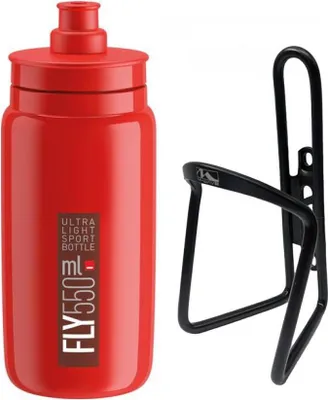 Image de Bouteille Elite rouge + porte-bidon M-Wave noir