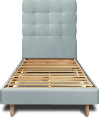 Produktbild von Bett mit gepolstertem Kopfteil – Samtstoff - 90 x 190 cm