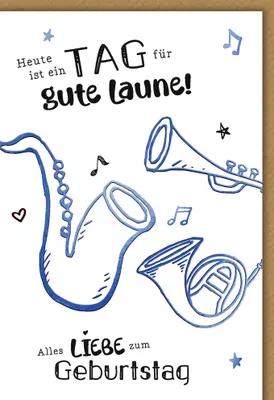 Produktbild von Geburtstag - Karte mit Umschlag - Blechinstrumente, Zeichnung - plasti