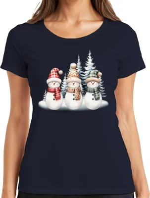 Produktbild von Schneemänner - Weihnachten Weihnachtsgeschenk Christmas Damen T-Shirt, Navy, M