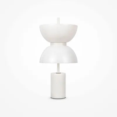 Produktbild von LED Tischlampe Metall Glas 46 cm Weiß (Marmor) Weiß rund warmweiß 3000 K 500 lm Modern